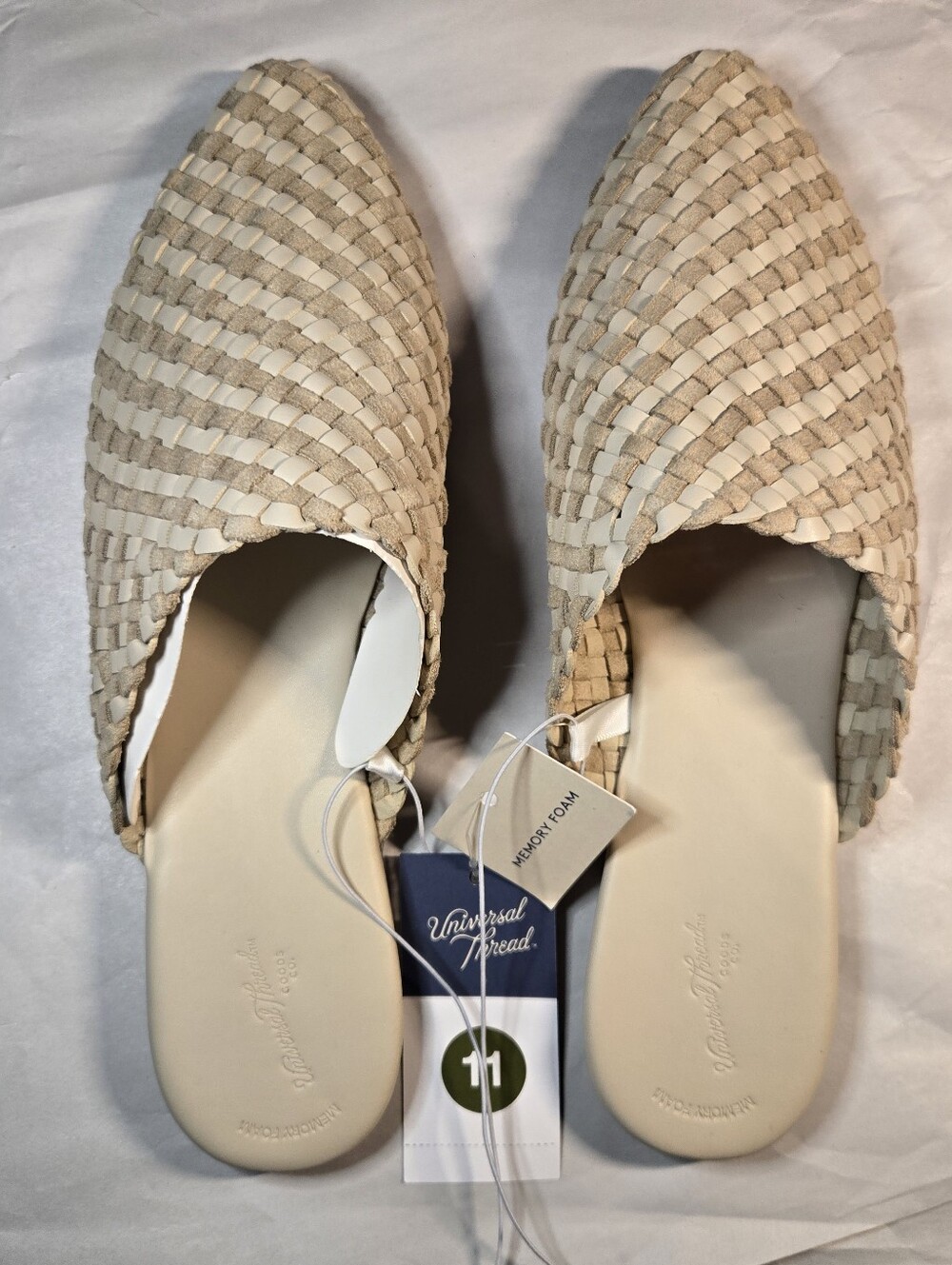 Universal Thread Woven Beige Slip-On Mules